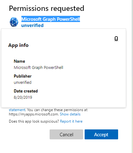 Consent Dialog for unverified application